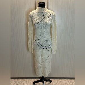 Vero‎ Moda open textured knitted  midi dress in cream size small